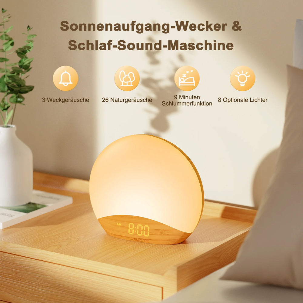 Calena DAWN Wood-Grain Sunrise Clock & Sound Machine
