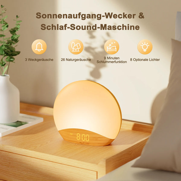 Calena DAWN Wood-Grain Sunrise Clock & Sound Machine