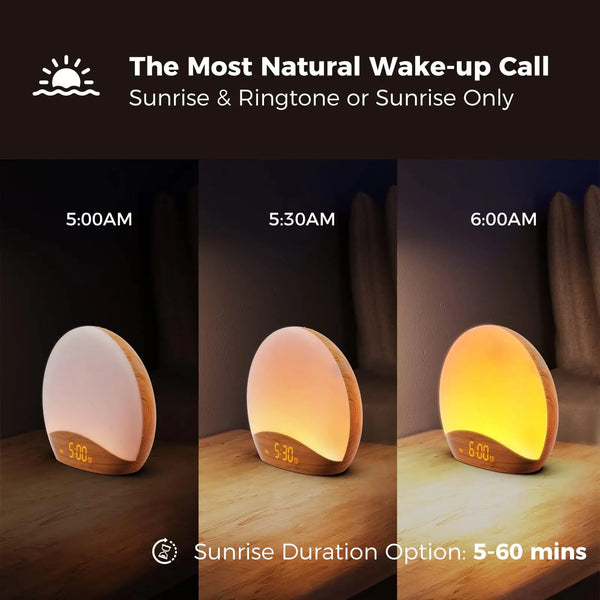 Calena DAWN Wood-Grain Sunrise Clock & Sound Machine