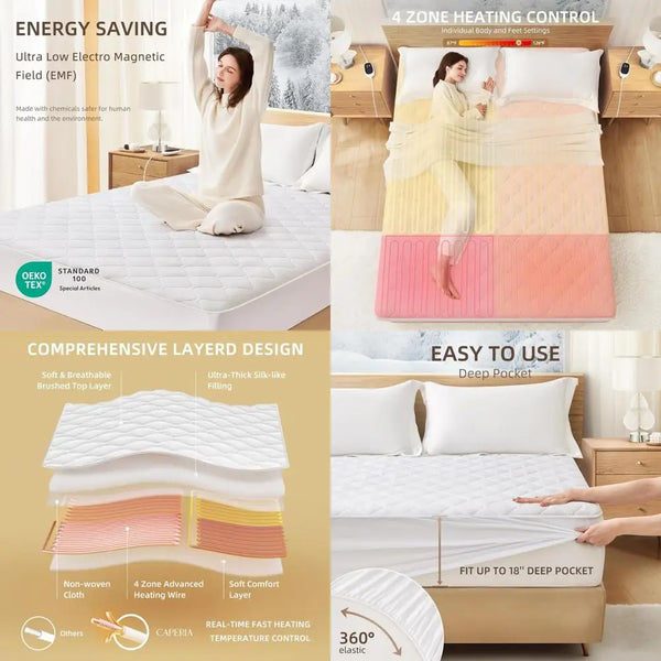 Calena HEARTH Multi-Zone Heated Mattress Pad (Queen)