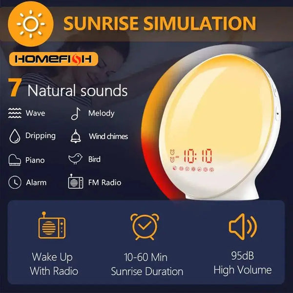 Calena AURORA Sunrise Alarm Clock with FM Radio & 7 Natural Sounds